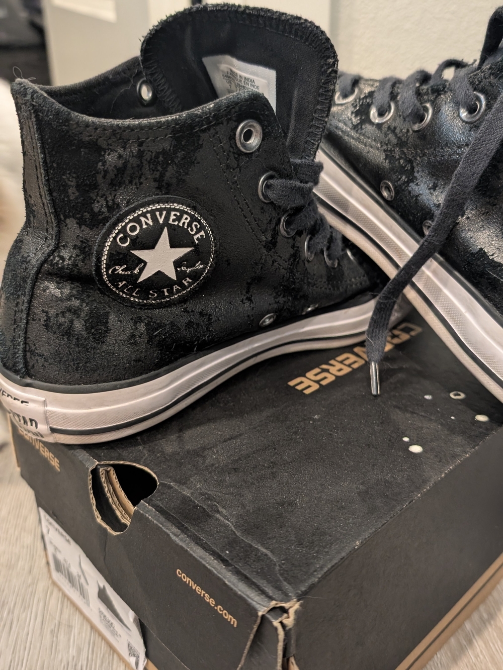 Converse Women’s Black High-Top Studded Sneakers - Picture 6 of 9